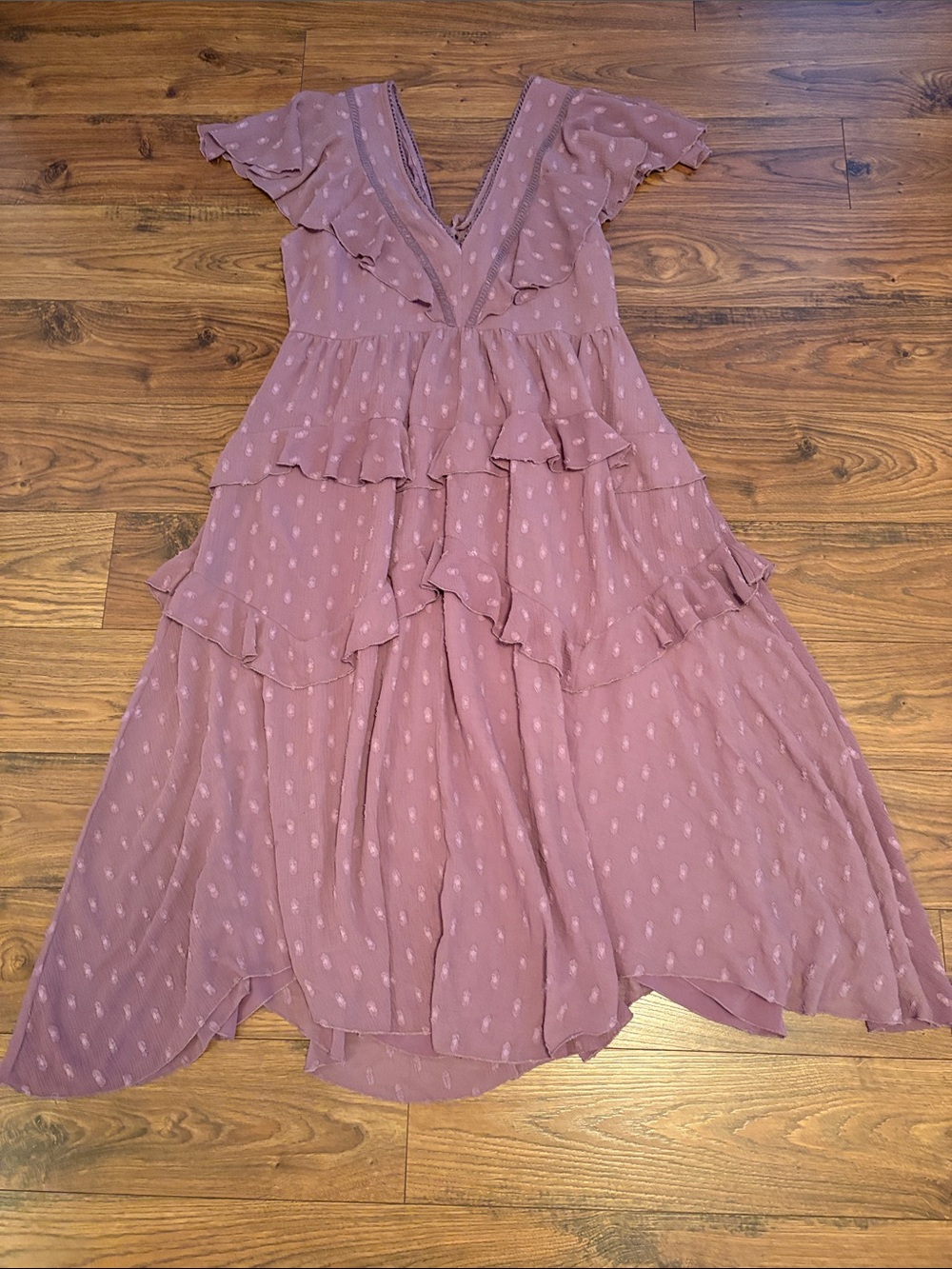 ASOS Women's Ruffled V-Neck Maxi Dress in Dusty Mauve